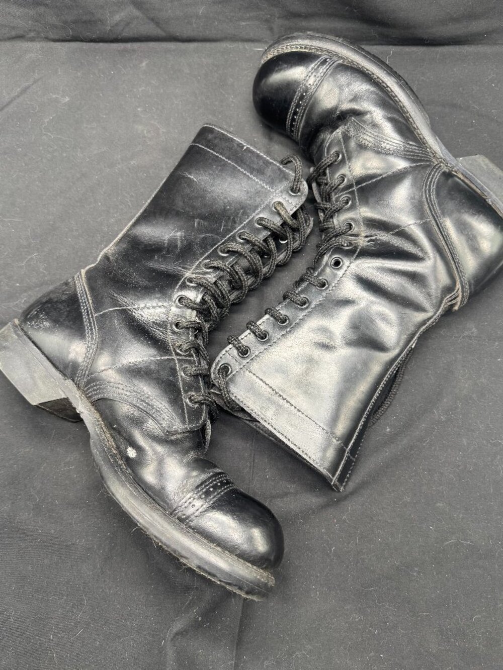 Vintage 1989 Corcoran Black Leather Military Jump Boots Size 6.5